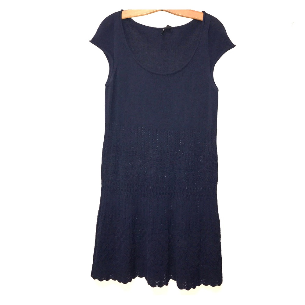 Navy Crochet Patterned Dress